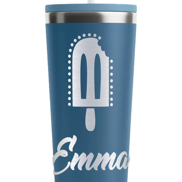 Popsicles and Polka Dots Steel Blue RTIC Everyday Tumbler - 28 oz. - Close Up