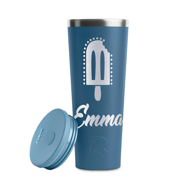 Popsicles and Polka Dots Steel Blue RTIC Everyday Tumbler - 28 oz. - Lid Off
