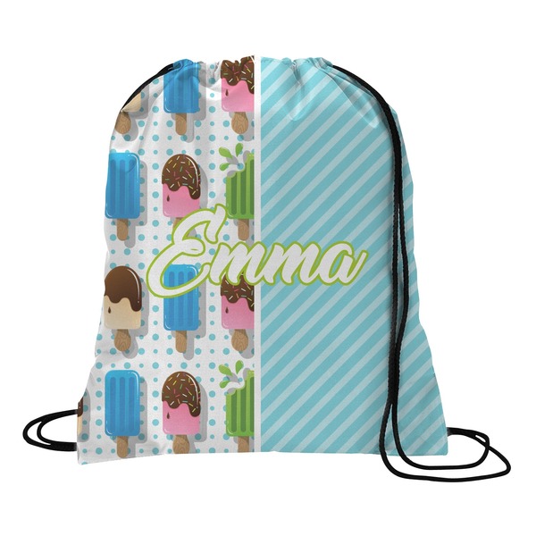 Custom Popsicles and Polka Dots Drawstring Backpack - Small (Personalized)