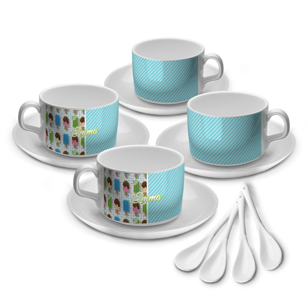 Custom Popsicles and Polka Dots Tea Cup - Set of 4 (Personalized)