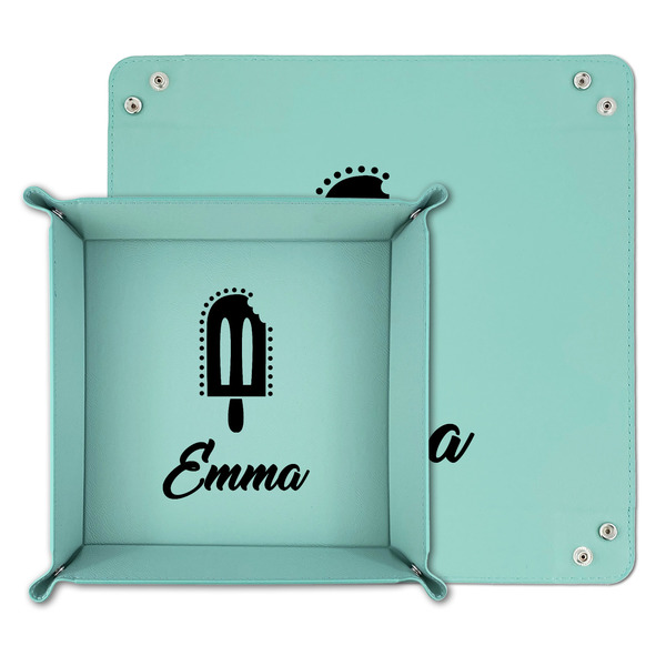 Popsicles and Polka Dots Teal Faux Leather Valet Trays - PARENT MAIN