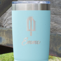 Popsicles and Polka Dots 20 oz Stainless Steel Tumbler - Teal - Single Sided (Personalized)