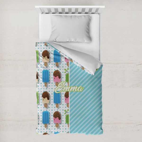Custom Popsicles and Polka Dots Toddler Duvet Cover w/ Name or Text