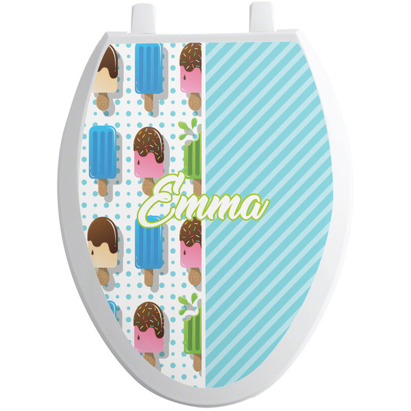 Custom Popsicles and Polka Dots Toilet Seat Decal - Elongated (Personalized)