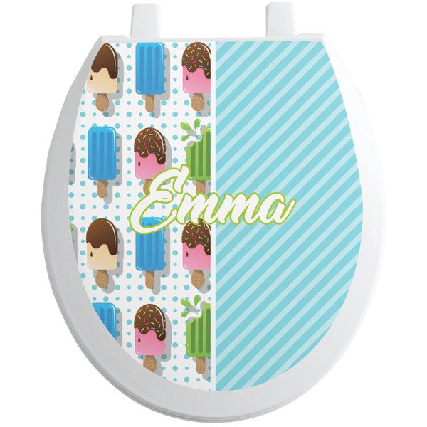 Custom Popsicles and Polka Dots Toilet Seat Decal - Round (Personalized)