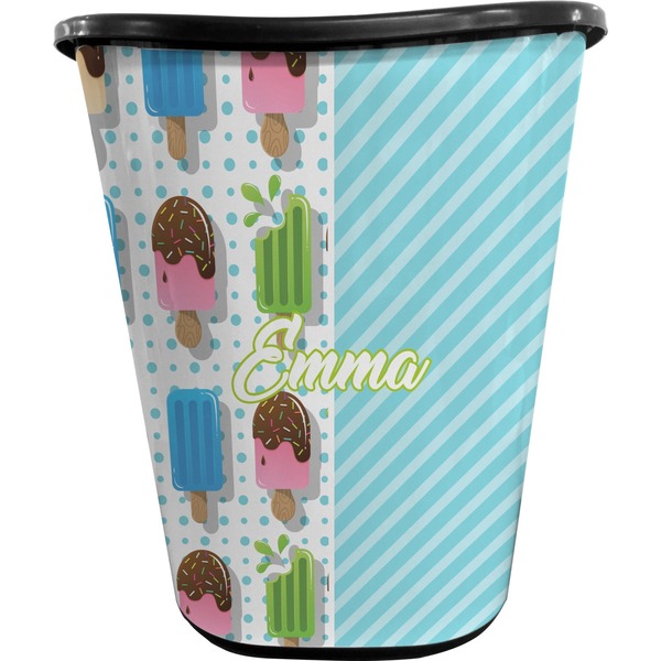 Custom Popsicles and Polka Dots Waste Basket - Single Sided (Black) (Personalized)