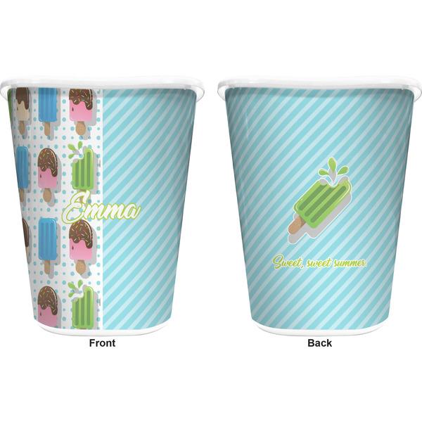 Popsicles and Polka Dots Trash Can White - Front and Back - Apvl