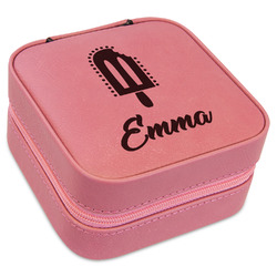 Popsicles and Polka Dots Travel Jewelry Boxes - Pink Leather (Personalized)