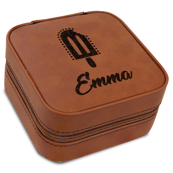 Custom Popsicles and Polka Dots Travel Jewelry Box - Leather (Personalized)