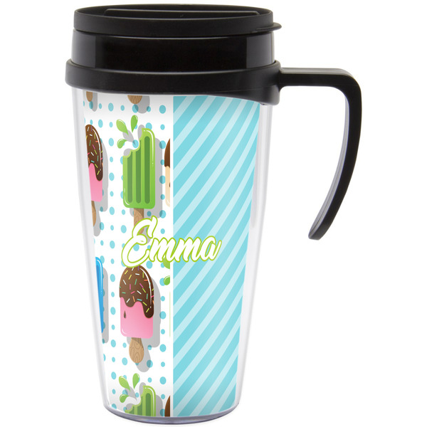 Custom Popsicles and Polka Dots Acrylic Travel Mug with Handle (Personalized)