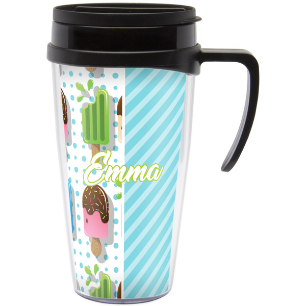 Custom Popsicles and Polka Dots Acrylic Travel Mug with Handle (Personalized)