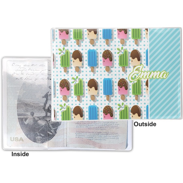 Popsicles and Polka Dots Vinyl Passport Holder - Flat Front and Back