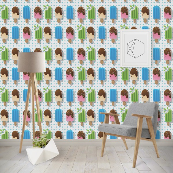 Custom Popsicles and Polka Dots Wallpaper & Surface Covering (Peel & Stick - Repositionable)