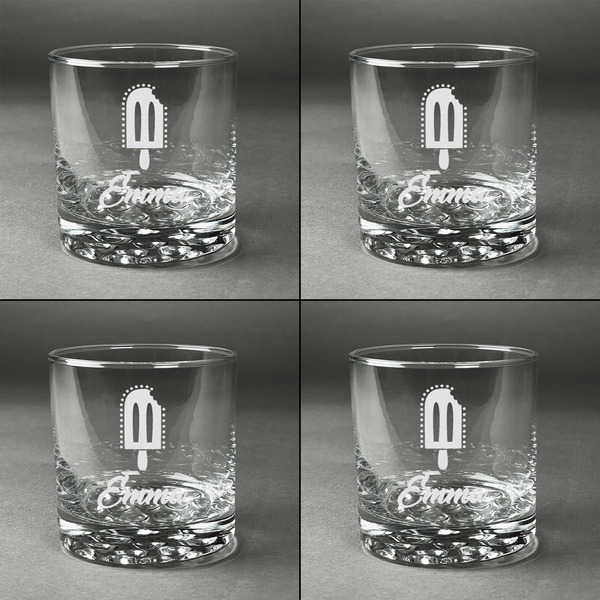 Popsicles and Polka Dots Whiskey Glasses - Set of 4 all Engraved