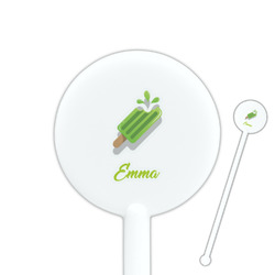 Popsicles and Polka Dots 5.5" Round Plastic Stir Sticks - White - Single Sided (Personalized)
