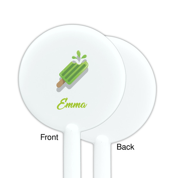 Popsicles and Polka Dots White Plastic 5.5" Stir Stick - Single Sided - Round - Front & Back