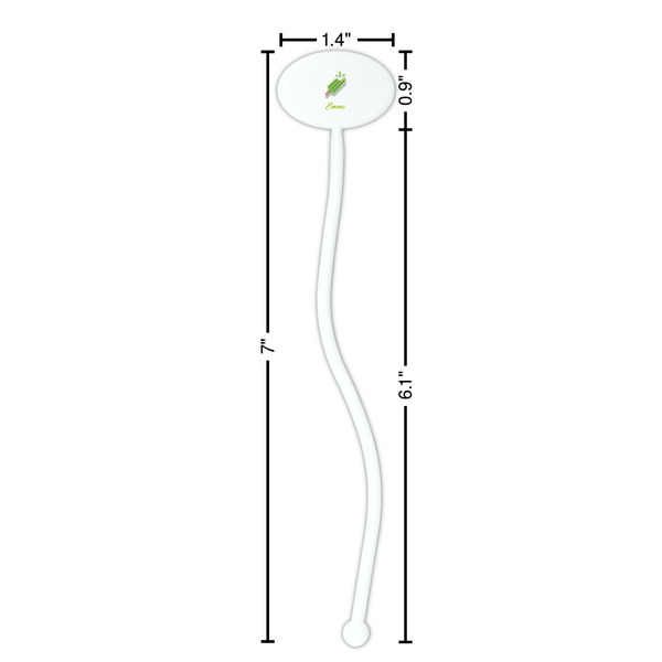 Popsicles and Polka Dots White Plastic 7" Stir Stick - Oval - Dimensions