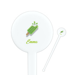 Popsicles and Polka Dots 7" Round Plastic Stir Sticks - White - Double Sided (Personalized)
