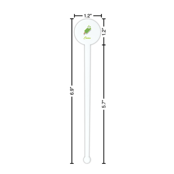 Popsicles and Polka Dots White Plastic 7" Stir Stick - Round - Dimensions