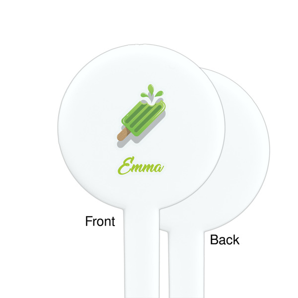 Popsicles and Polka Dots White Plastic 7" Stir Stick - Single Sided - Round - Front & Back