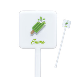 Popsicles and Polka Dots Square Plastic Stir Sticks - Single Sided (Personalized)