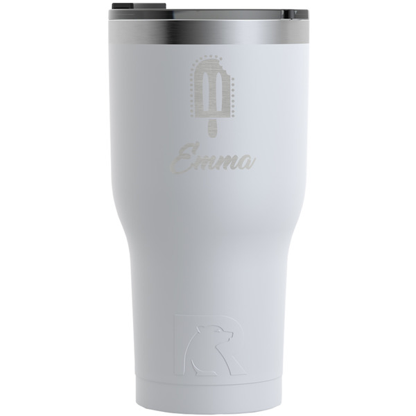 Custom Popsicles and Polka Dots RTIC Tumbler - White - Engraved Front (Personalized)