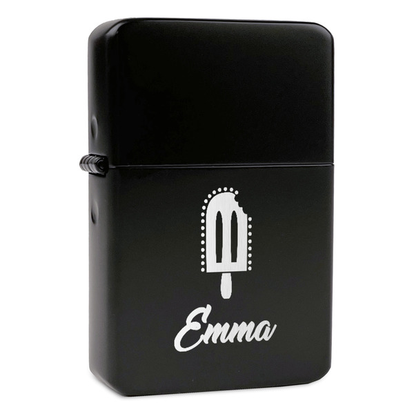 Custom Popsicles and Polka Dots Windproof Lighter - Black - Single Sided & Lid Engraved (Personalized)