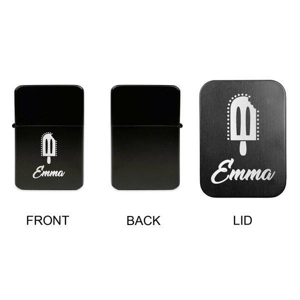 Popsicles and Polka Dots Windproof Lighters - Black, Single Sided, w Lid - APPROVAL