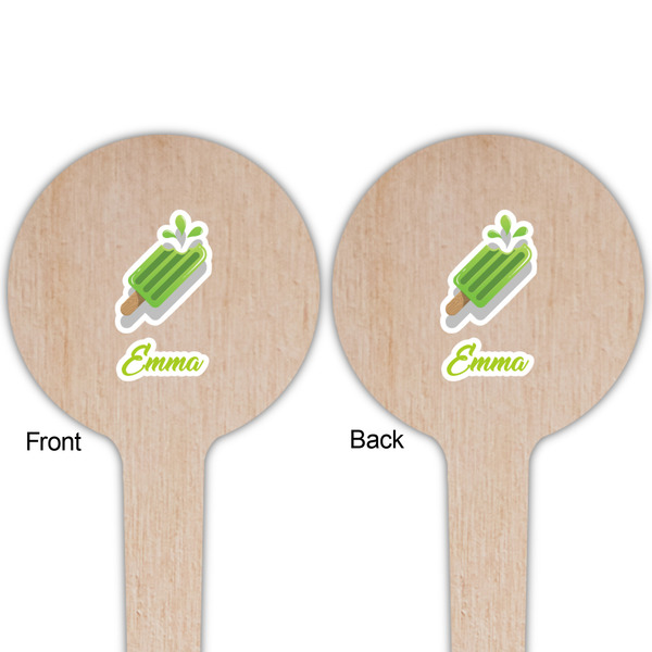 Popsicles and Polka Dots Wooden 4" Food Pick - Round - Double Sided - Front & Back