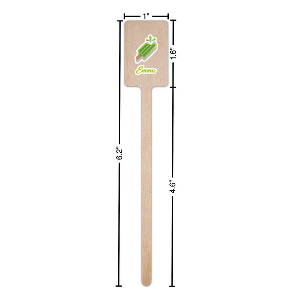 Popsicles and Polka Dots Wooden 6.25" Stir Stick - Rectangular - Dimensions