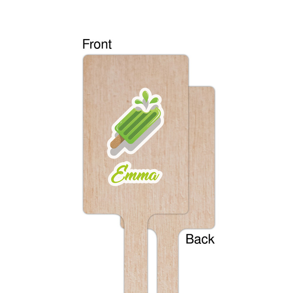 Popsicles and Polka Dots Wooden 6.25" Stir Stick - Rectangular - Single - Front & Back