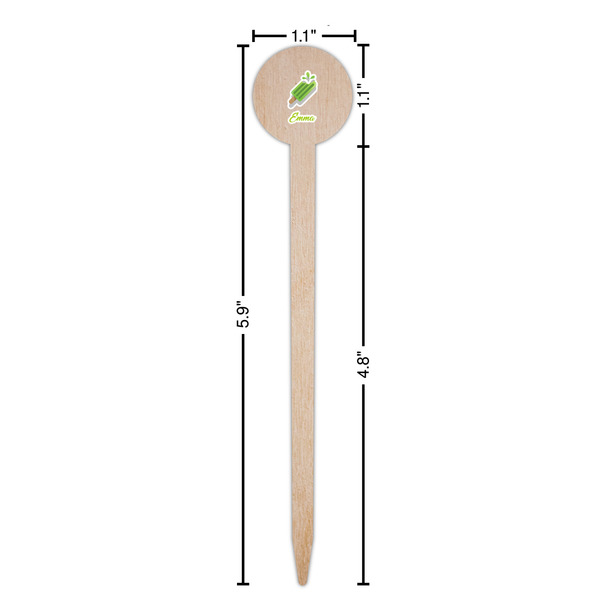 Popsicles and Polka Dots Wooden 6" Food Pick - Round - Dimensions