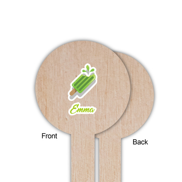 Popsicles and Polka Dots Wooden 6" Food Pick - Round - Single Sided - Front & Back