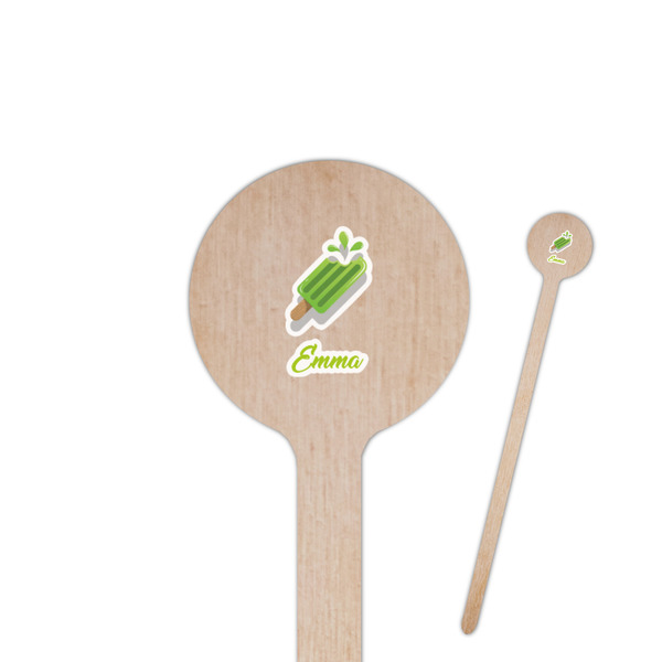 Custom Popsicles and Polka Dots 6" Round Wooden Stir Sticks - Double Sided (Personalized)