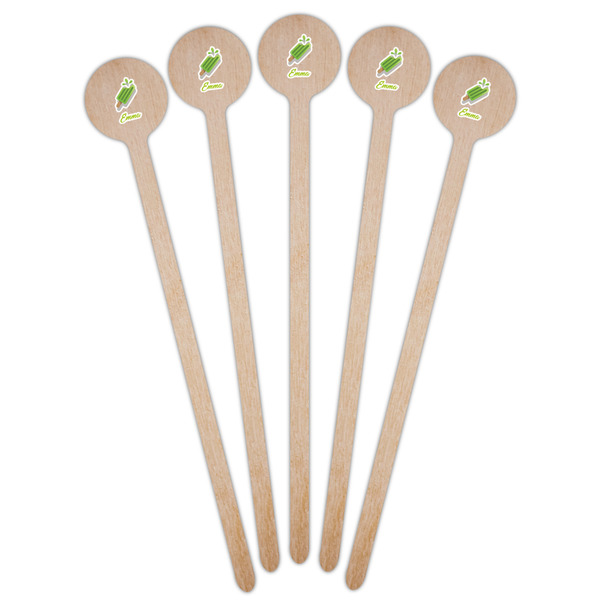 Popsicles and Polka Dots Wooden 6" Stir Stick - Round - Fan View