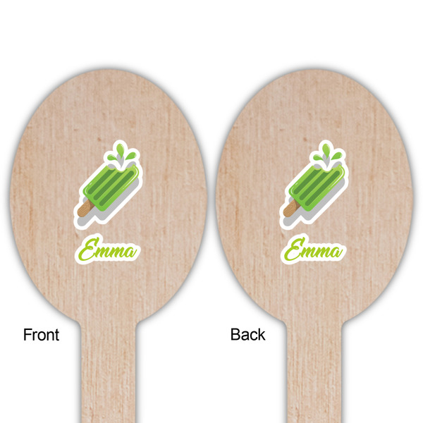 Popsicles and Polka Dots Wooden Food Pick - Oval - Double Sided - Front & Back