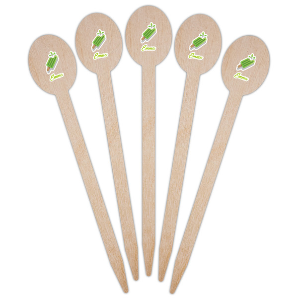 Popsicles and Polka Dots Wooden Food Pick - Oval - Fan View