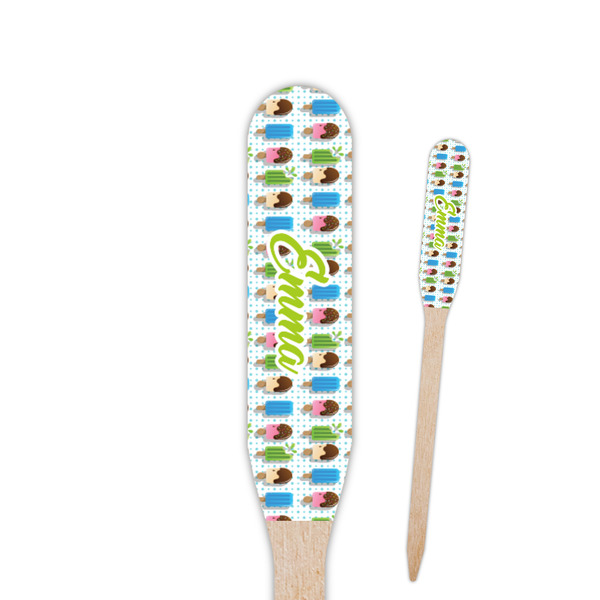 Custom Popsicles and Polka Dots Paddle Wooden Food Picks - Double Sided (Personalized)
