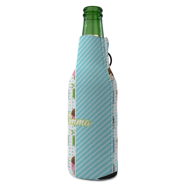 Popsicles and Polka Dots Zipper Bottle Cooler - ANGLE (bottle)