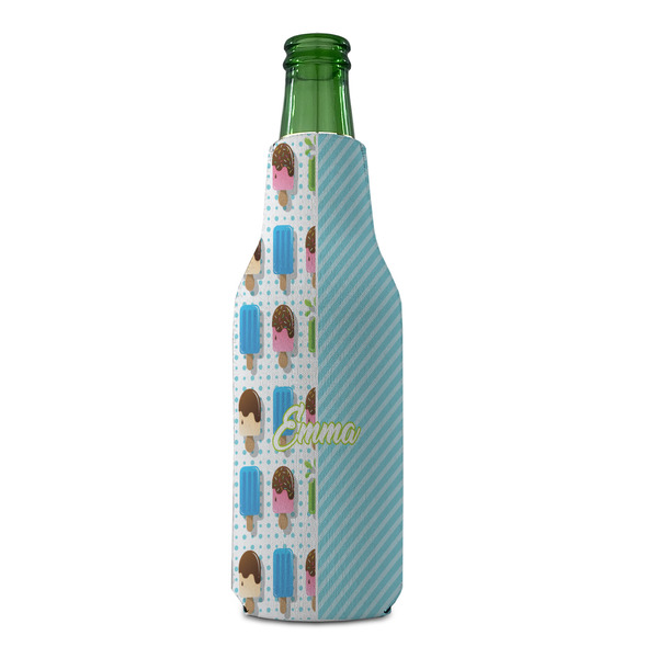 Popsicles and Polka Dots Zipper Bottle Cooler - FRONT (bottle)