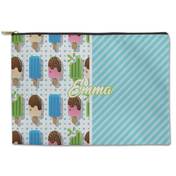 Custom Popsicles and Polka Dots Zipper Pouch - Large - 12.5"x8.5" (Personalized)