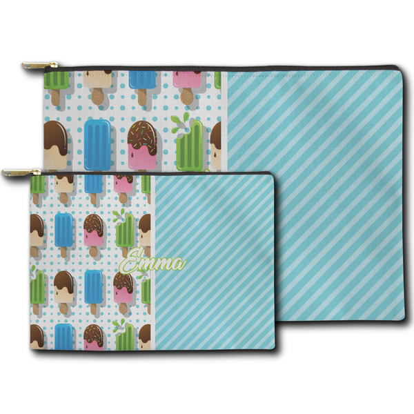 Popsicles and Polka Dots Zippered Pouches - Size Comparison