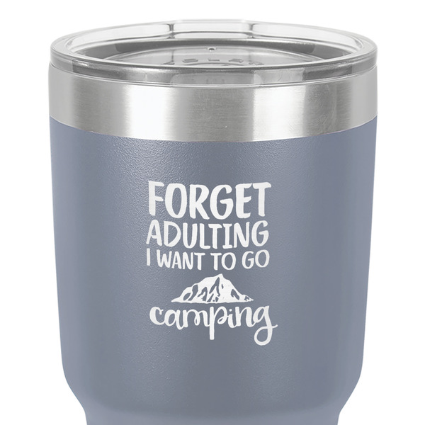 Camping Quotes & Sayings 30 oz Stainless Steel Ringneck Tumbler - Grey - Close Up