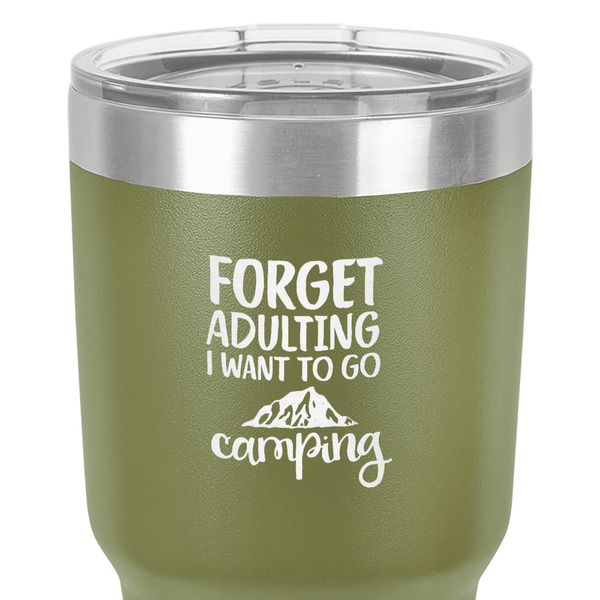 Camping Quotes & Sayings 30 oz Stainless Steel Ringneck Tumbler - Olive - Close Up