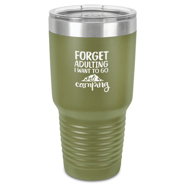 Custom Camping Quotes & Sayings 30 oz Stainless Steel Tumbler - Olive - Single-Sided