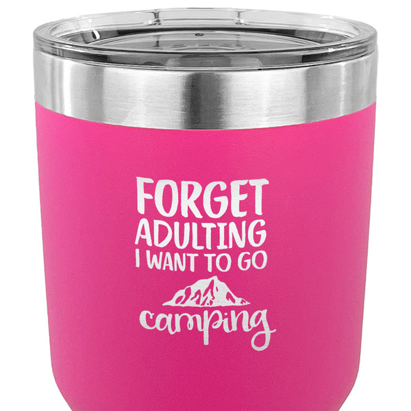 Camping Quotes & Sayings 30 oz Stainless Steel Ringneck Tumbler - Pink - CLOSE UP