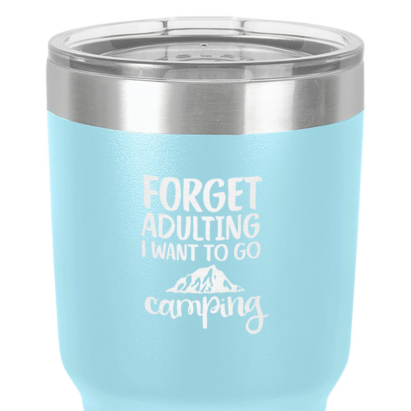 Camping Quotes & Sayings 30 oz Stainless Steel Ringneck Tumbler - Teal - Close Up