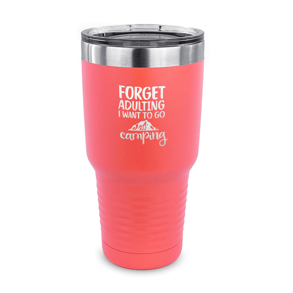 Custom Camping Quotes & Sayings 30 oz Stainless Steel Tumbler - Coral - Single Sided