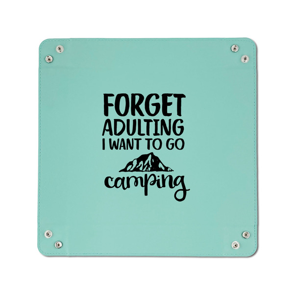 Camping Quotes & Sayings 6" x 6" Teal Leatherette Snap Up Tray - APPROVAL