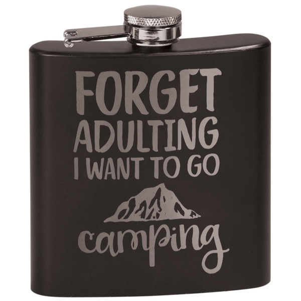 Custom Camping Quotes & Sayings Black Flask Set